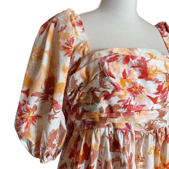 Abercrombie Fitch Emerson Poplin Puff Sleeve Mini Dress Size L Cottage Feminine - Picture 3 of 12